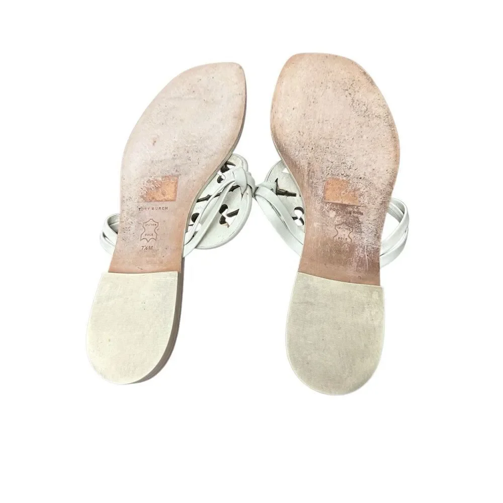 Tory Burch crystal miller square toe calf leather embellished sandal  Sz 7.5